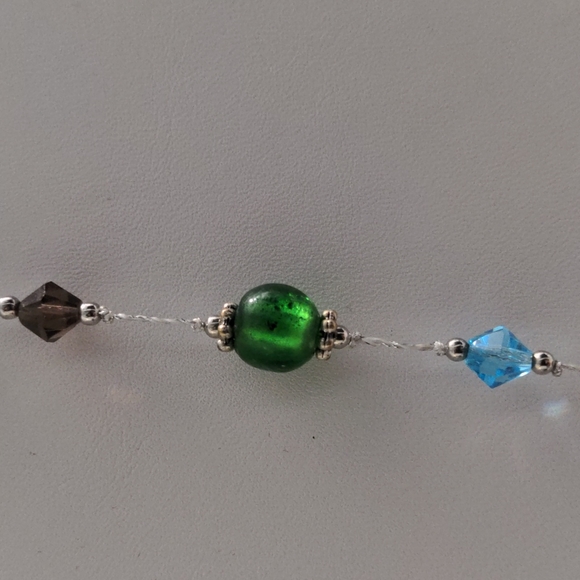 Silvertone Necklace with Twenty Multi-colored Beads - Picture 3 of 7